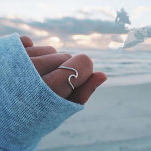 Sterling Silver and Rose Gold Ocean Wave Ring